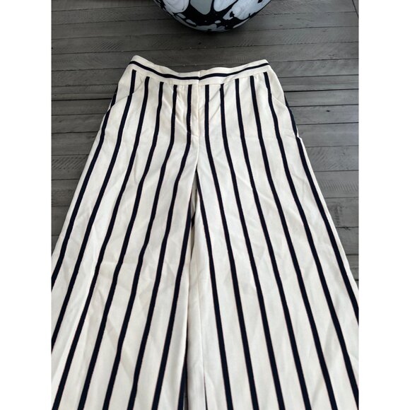 Veronica Beard Navy and White Striped Wide Leg Pants - Picture 4 of 7
